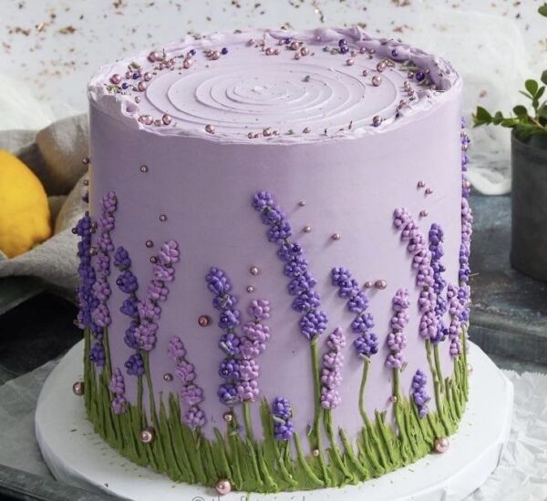 Lavender field blueberry cake